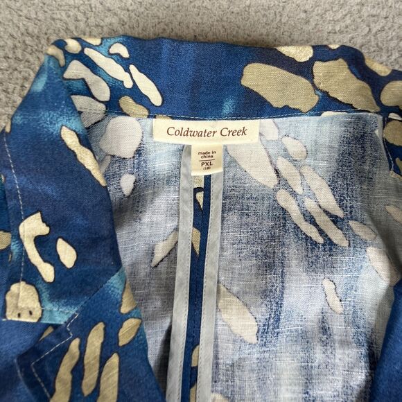 Coldwater Creek Jacket Womens PXL Petite Blue Linen Blend One Button Coat - Picture 5 of 10